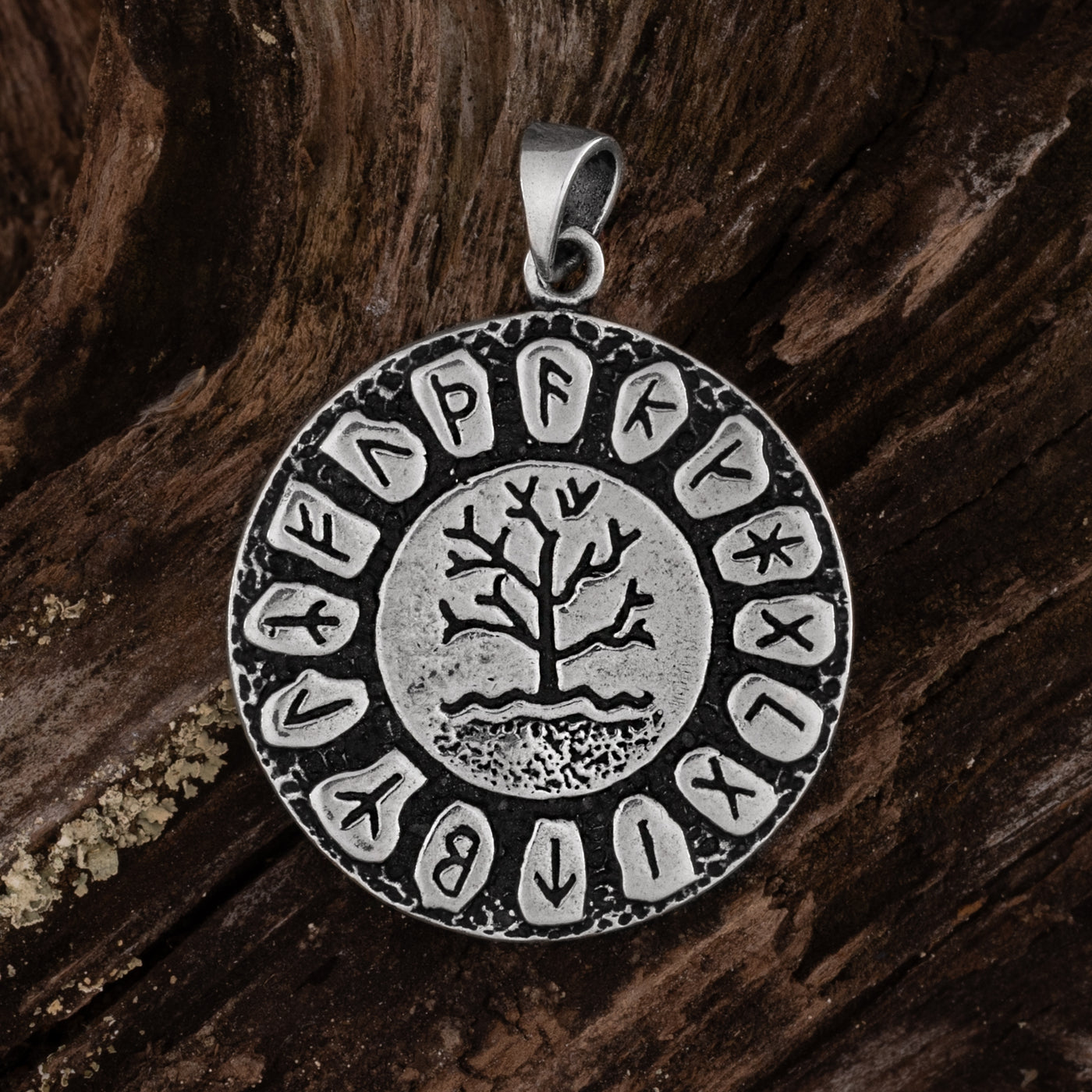 Runic Yggdrasil Amulet, Silver