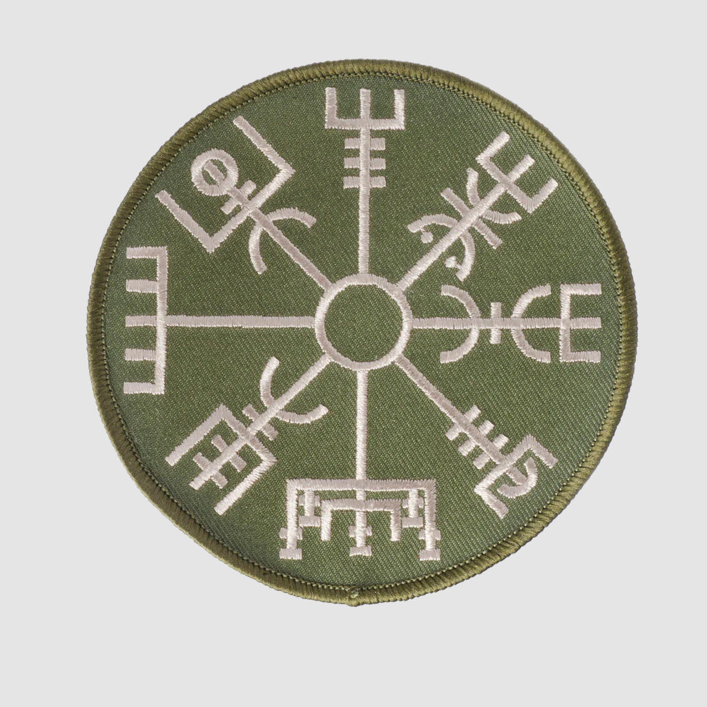 Vegvisir Patch, Embroidered, Army Green
