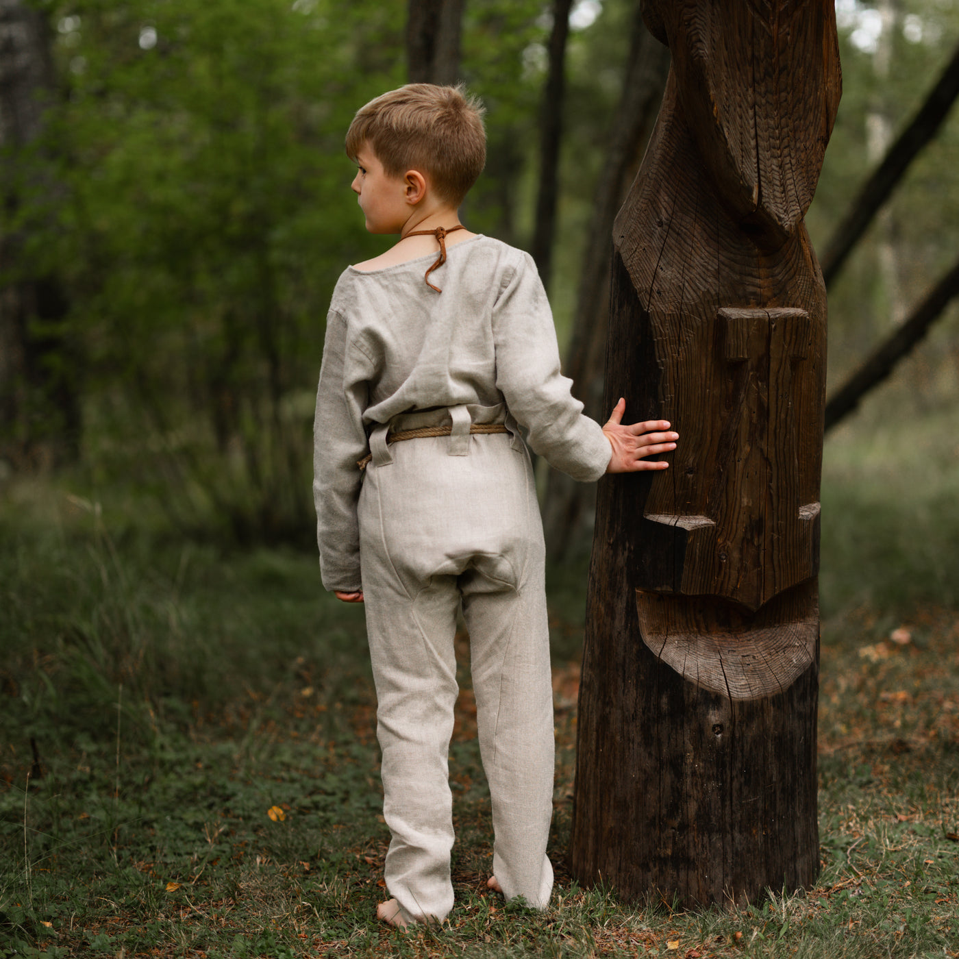 Kids Linen Trousers, Natural