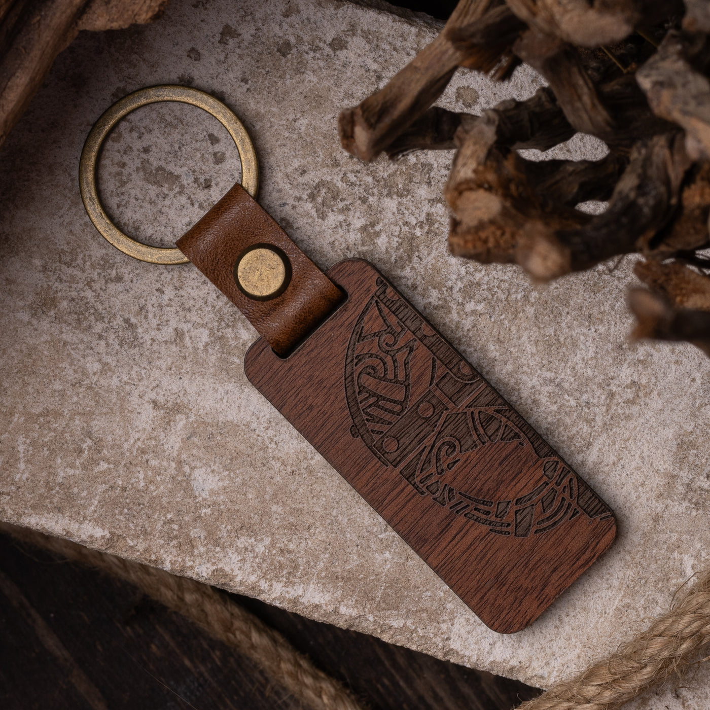 Grimfrost Clan Keychain, Wood