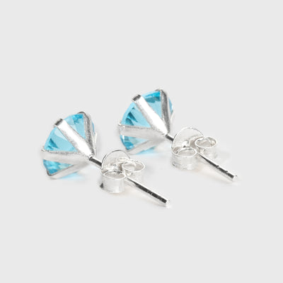 Blue Zircon Silver Stud Earrings