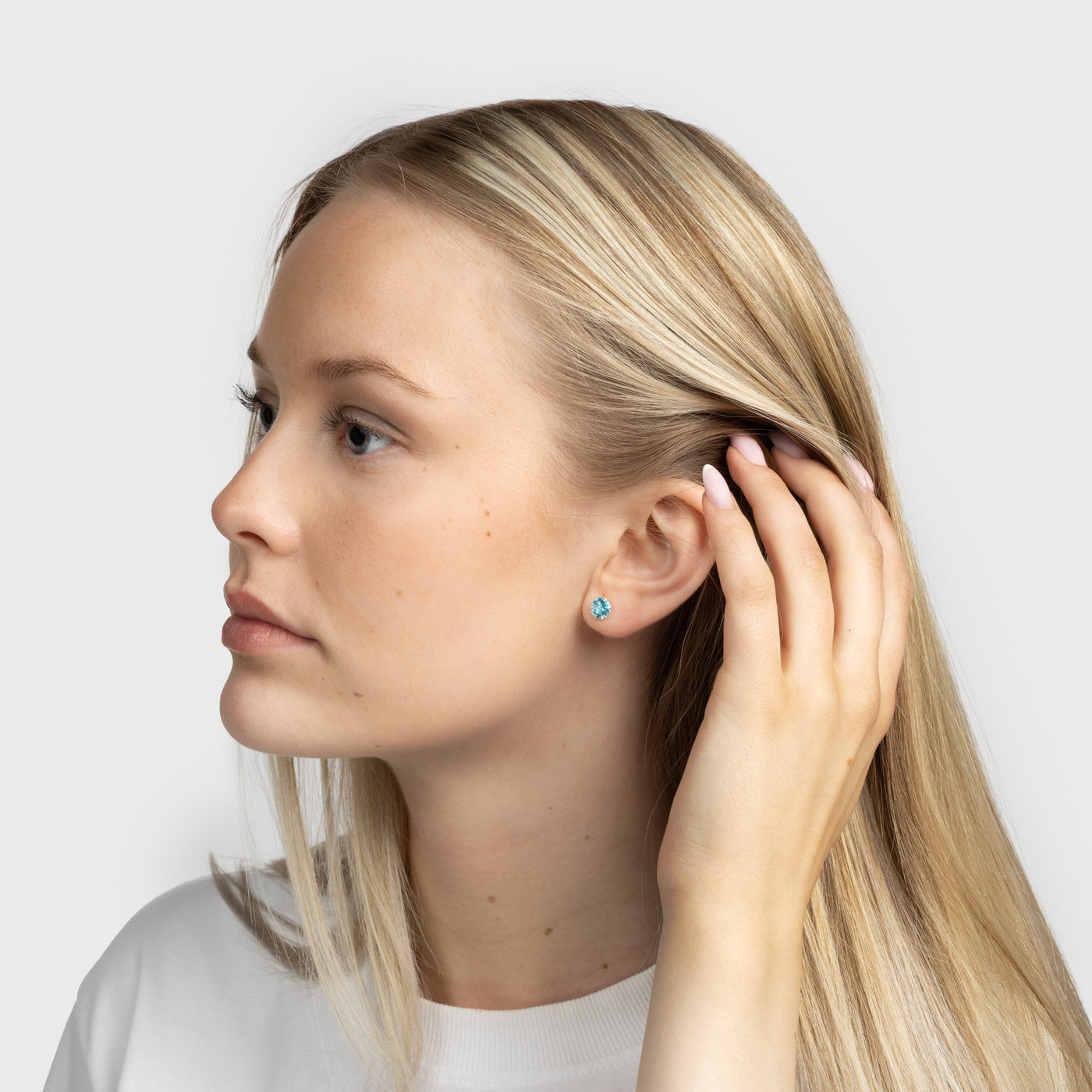 Blue Zircon Silver Stud Earrings