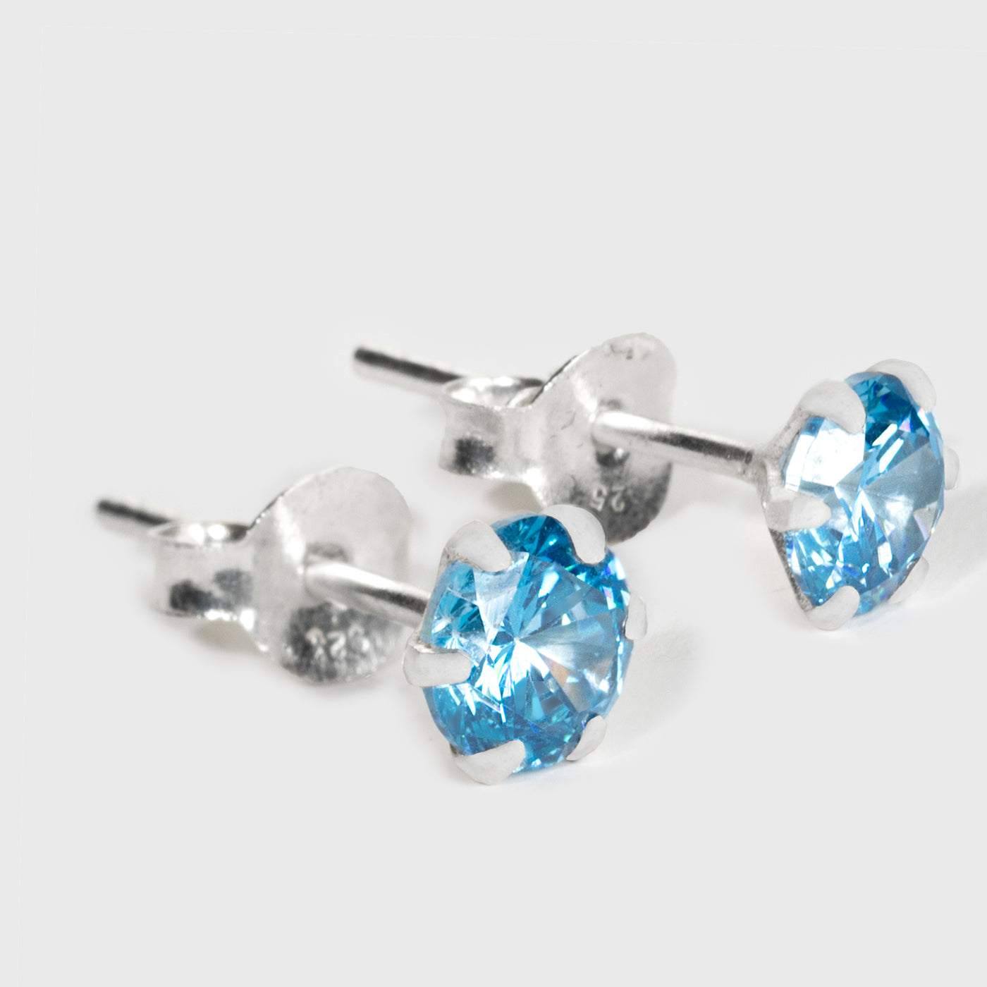 Blue Zircon Silver Stud Earrings