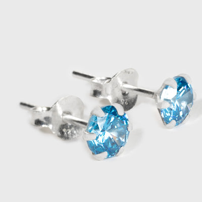 Blue Zircon Silver Stud Earrings