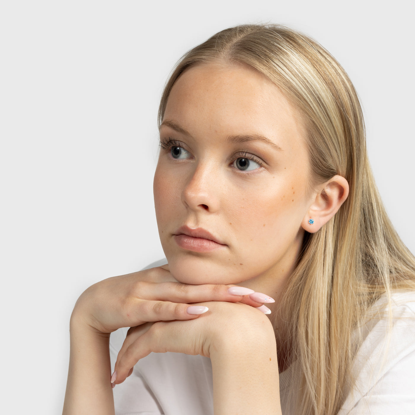 Blue Zircon Silver Stud Earrings