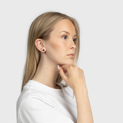 Schwarzer Onyx und Silber Ohrstecker