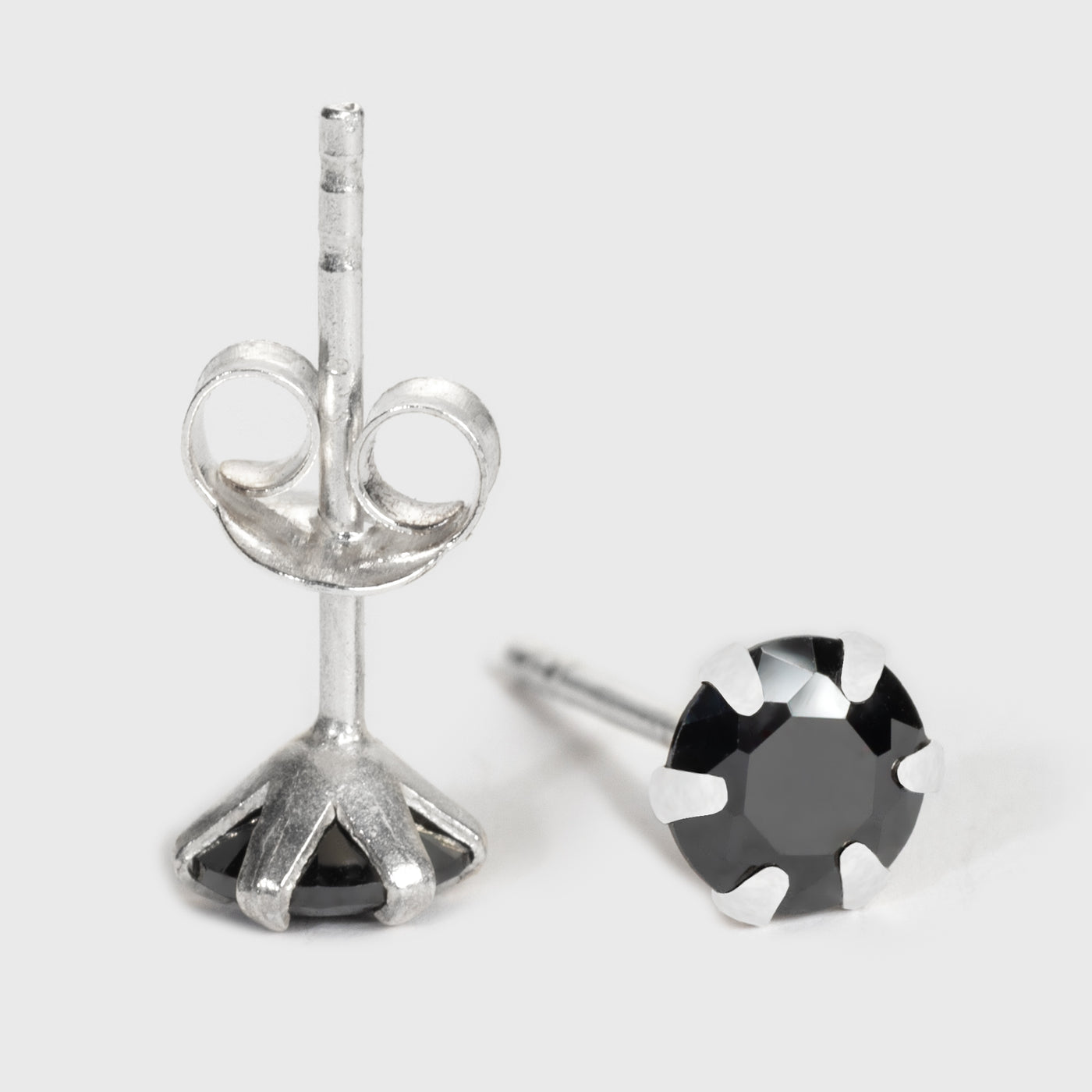 Schwarzer Onyx und Silber Ohrstecker