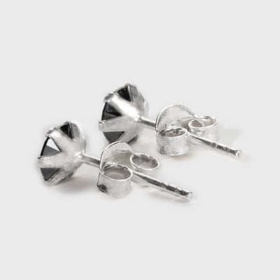 Schwarzer Onyx und Silber Ohrstecker