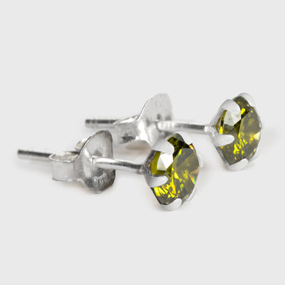 Grüner Zirkon und Silber Ohrstecker