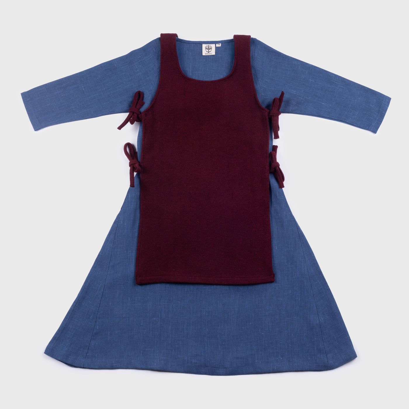 Kids Apron Dress, Blue / Red Apron