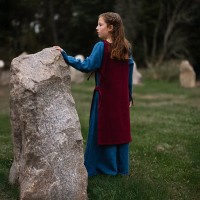 Kids Apron Dress, Blue / Red Apron