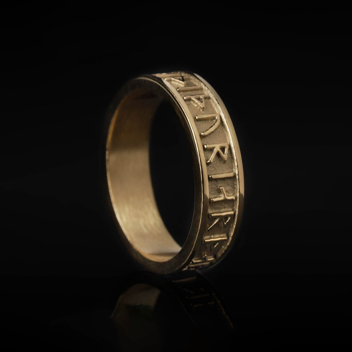 Thor Runenband Ring, Vergoldet