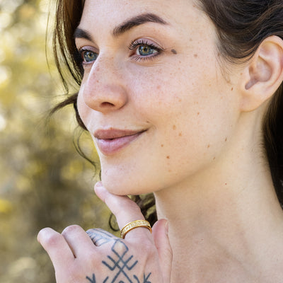 Thor Runenband Ring, Vergoldet