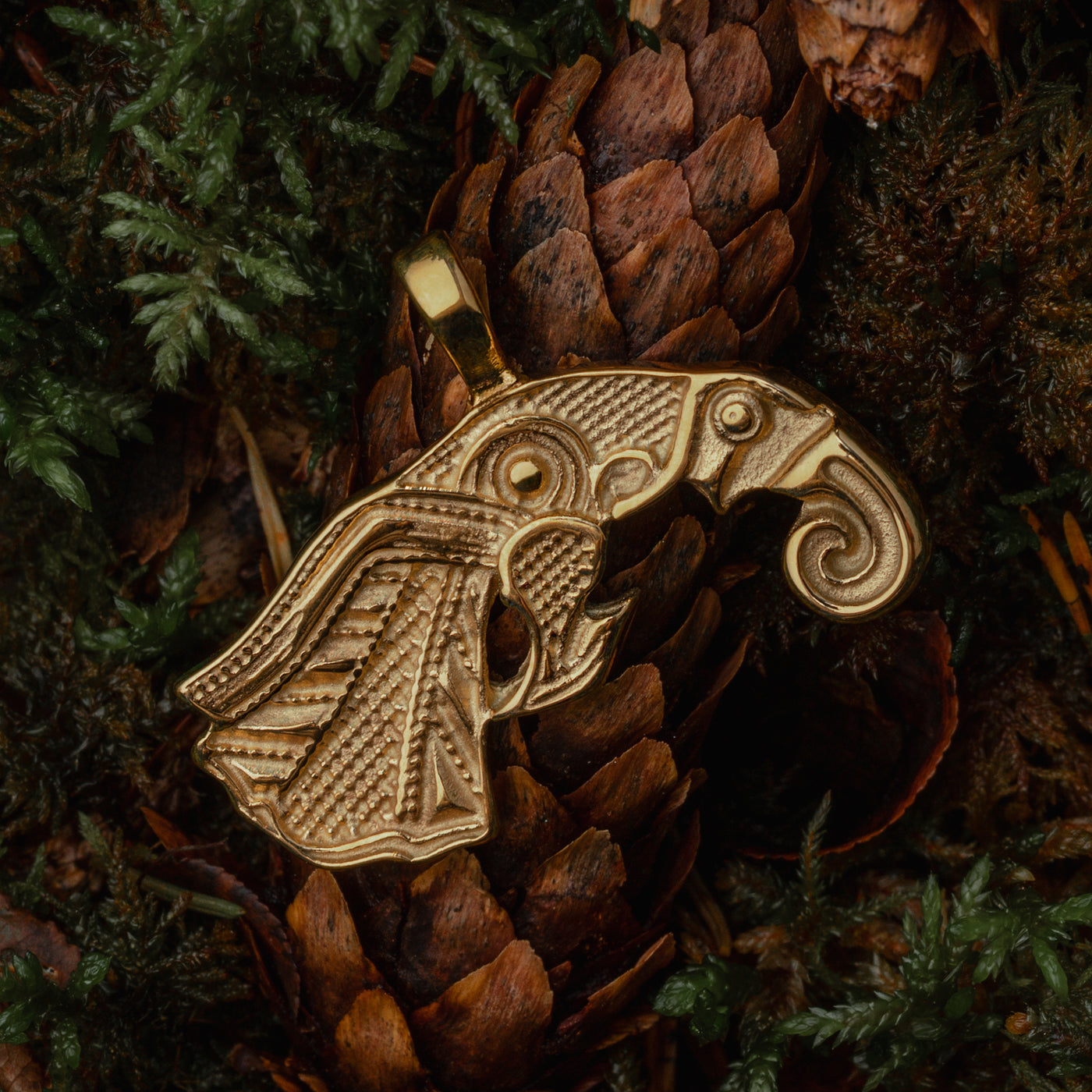 Raven of Odin Pendant, Gold Plated
