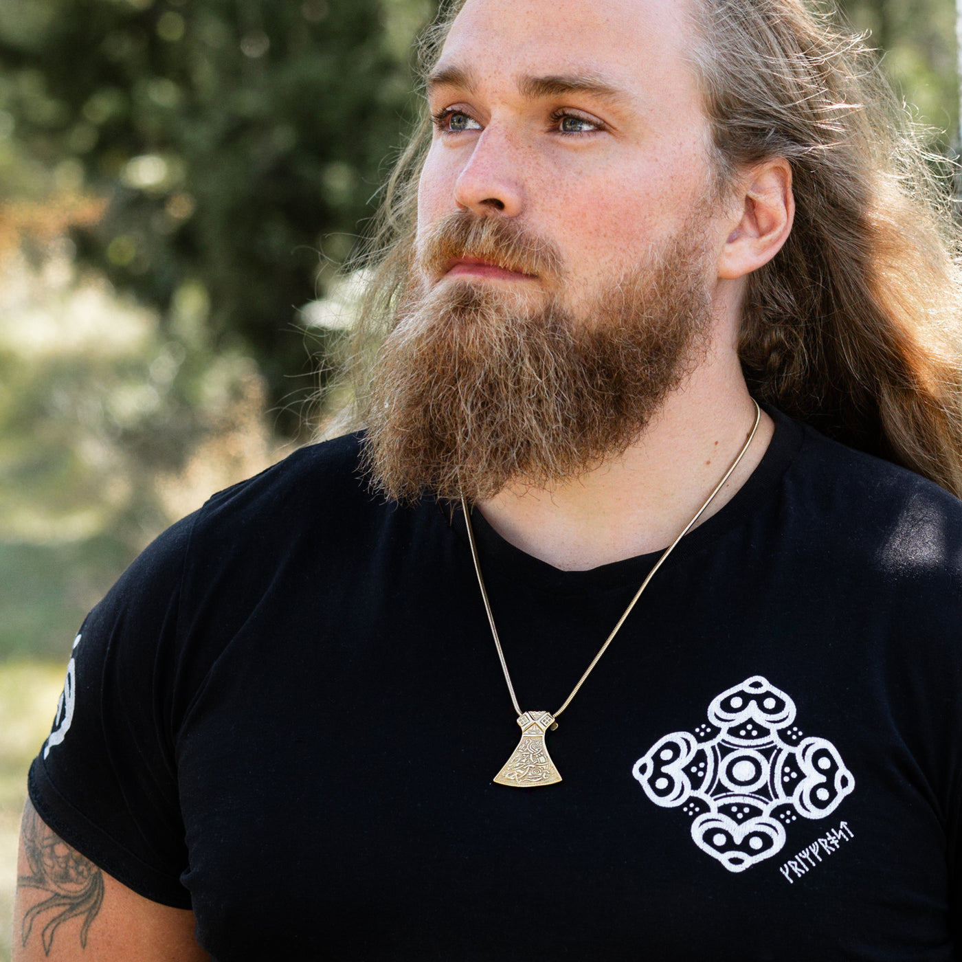 Genja Axt Anhänger, Vergoldet