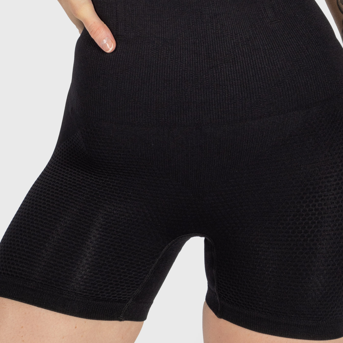 High-Waisted Honceycomb Short, Schwarz