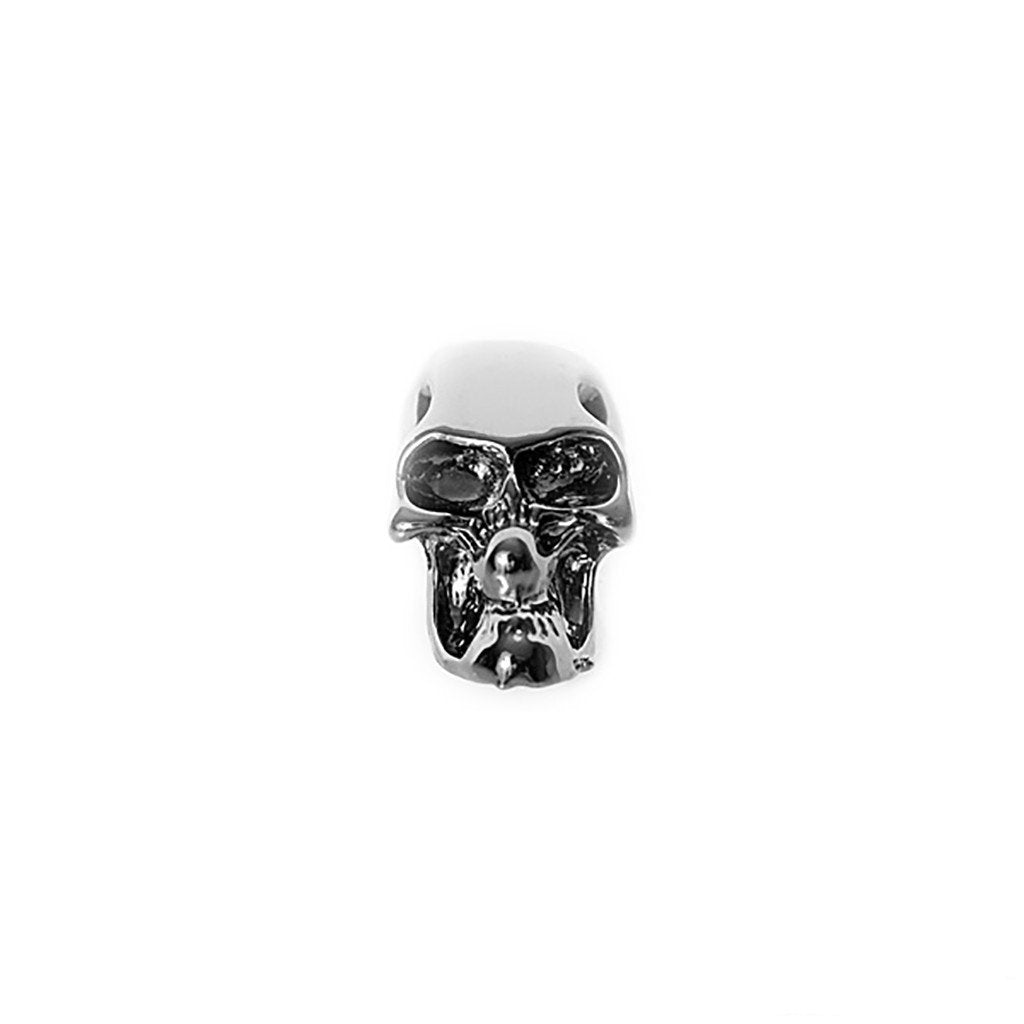 Beard Rings - Beard Bead, Shiny Silver Skull - Grimfrost.com