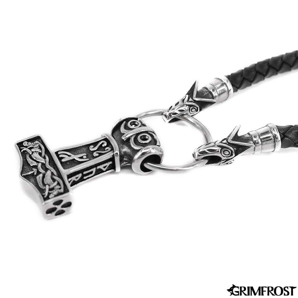 Sets & Bundles - Wolf Head Mjölnir, Black Leather - Grimfrost.com