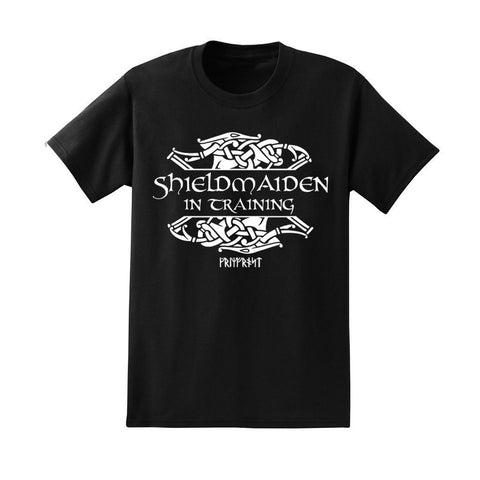 Kinder T-Shirt, Shieldmaiden, Schwarz