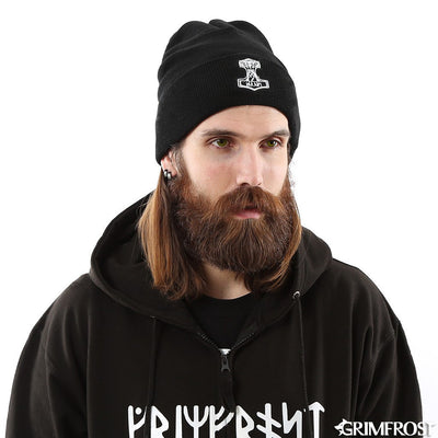 Beanies - Mjolnir Watch Hat, Black Wool - Grimfrost.com