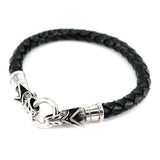 Viking Jewelry - Wolf Leather Bracelet, Black - Grimfrost.com