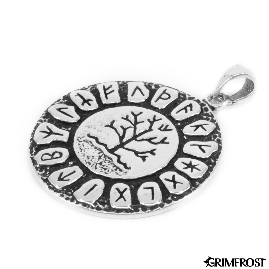 Pendants - Runic Yggdrasil Amulet, Silver - Grimfrost.com