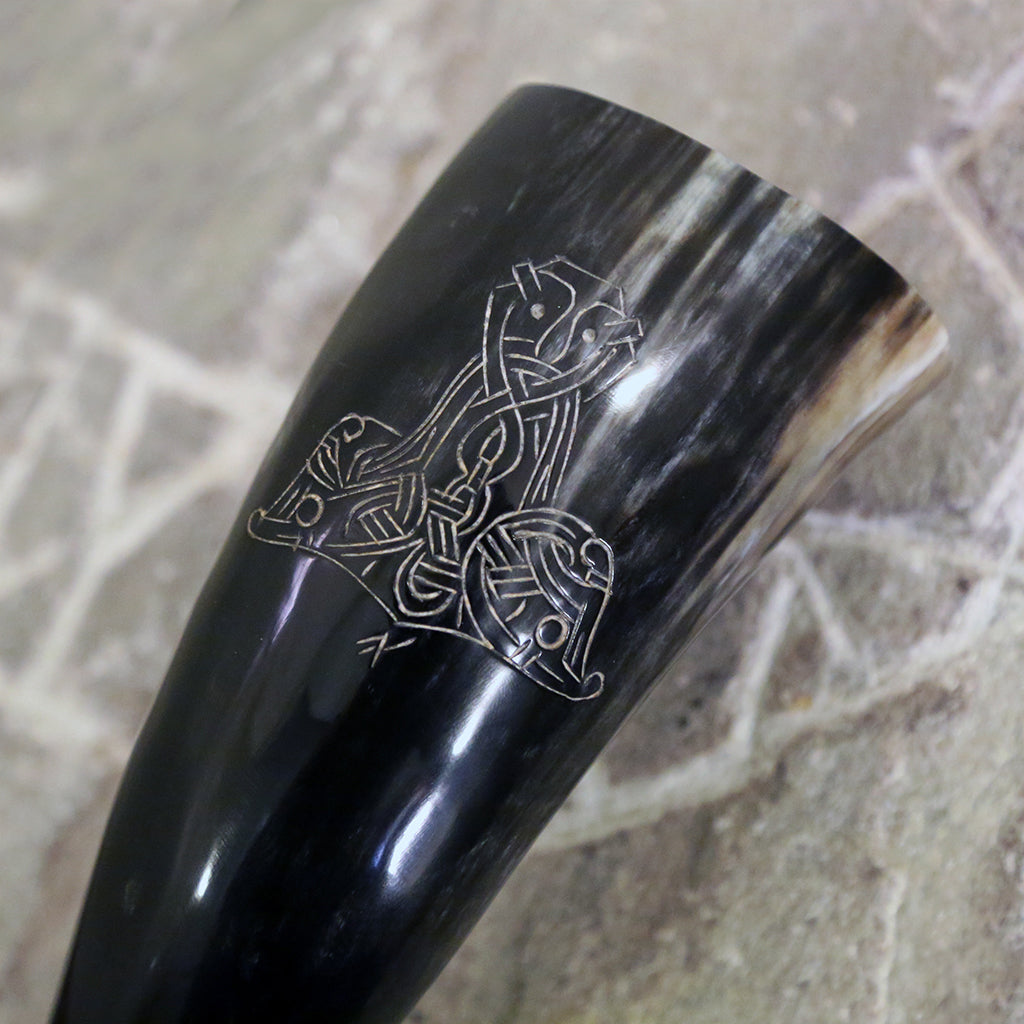 Horns - Thor's Hammer Drinking Horn, Large - Grimfrost.com