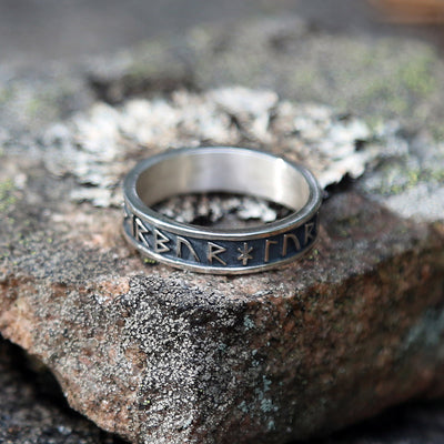 Rings - Thor Rune Band Ring, Silver - Grimfrost.com