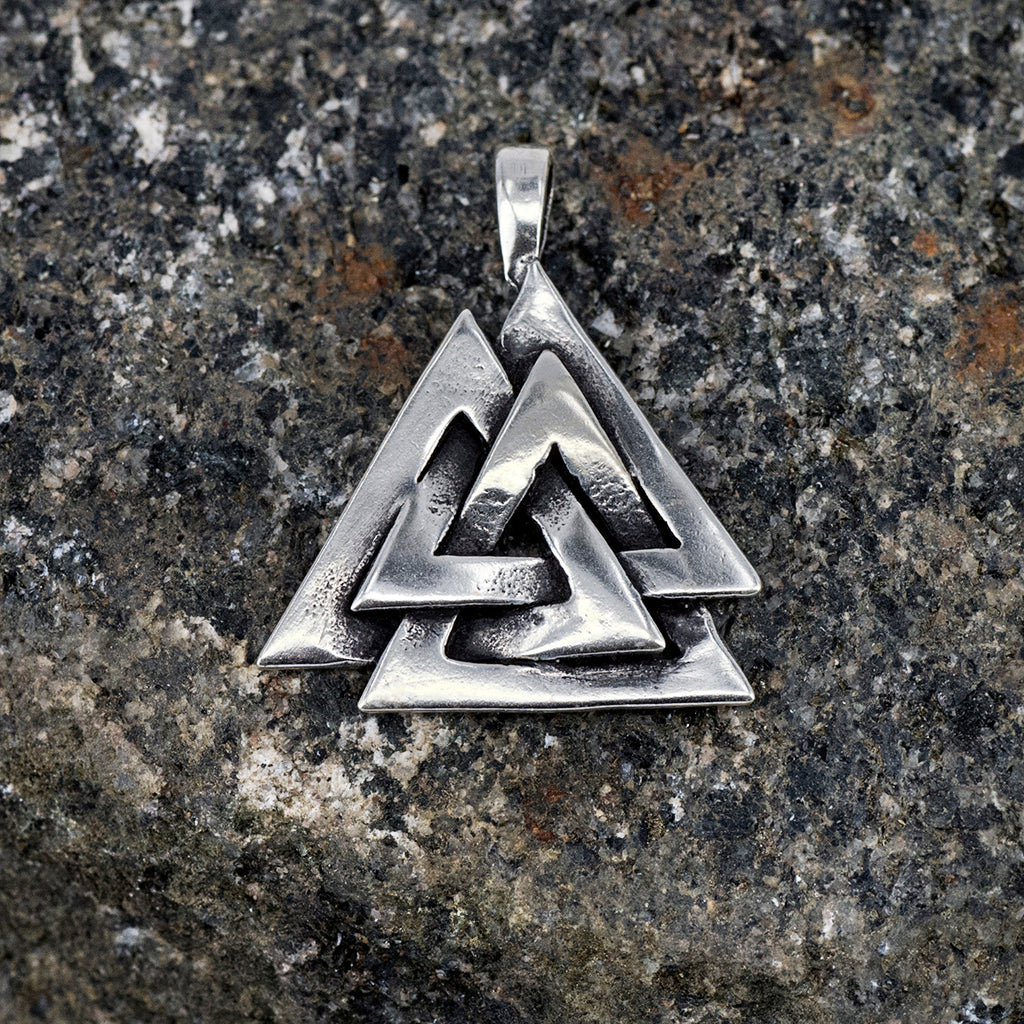 Pendants - Valknut Pendant, Silver - Grimfrost.com