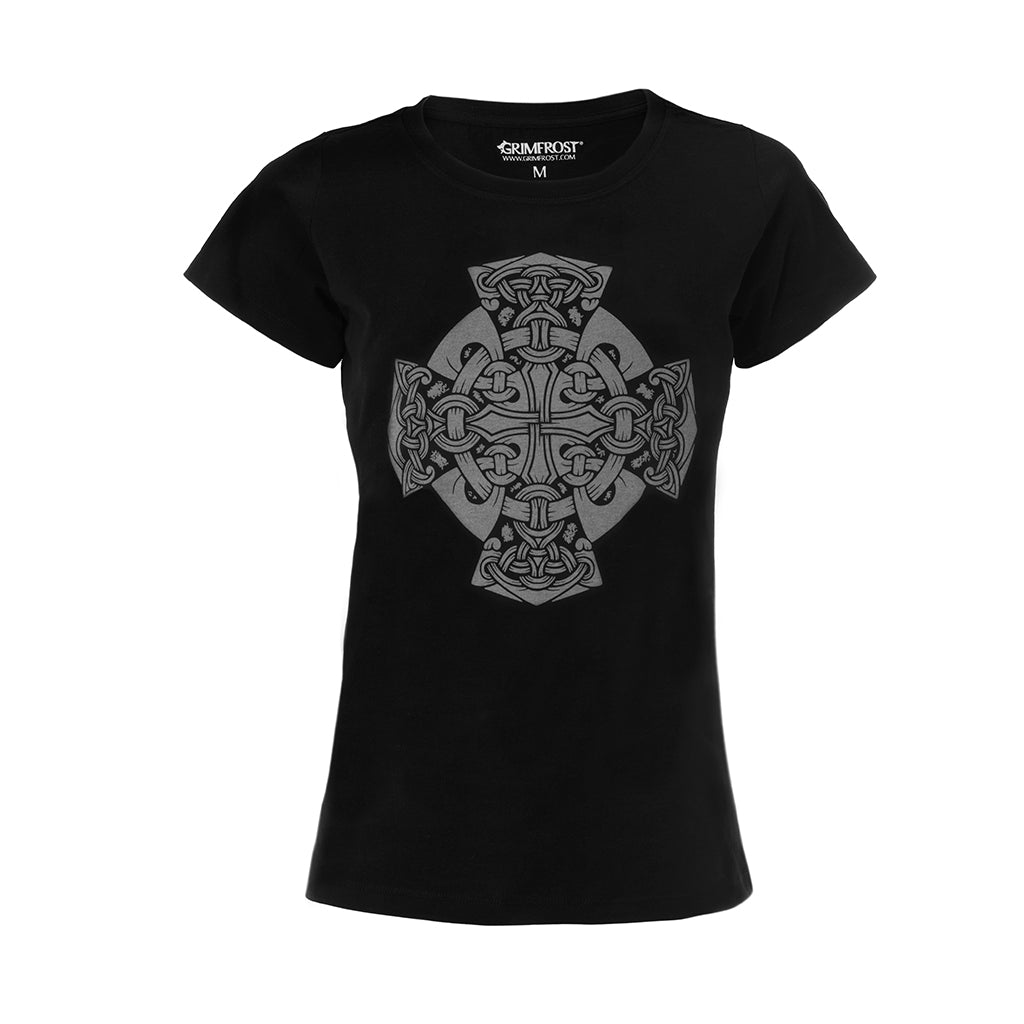 Damen Premium Tee, Mjolnir Wheel, Schwarz