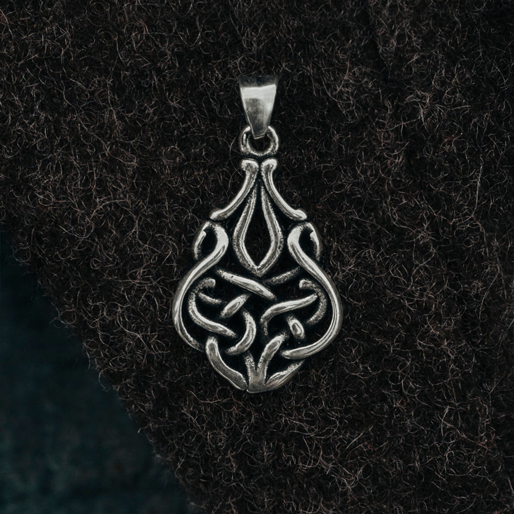 Pendants - Knotwork Drop Pendant, Silver - Grimfrost.com