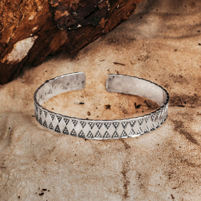 Arm Rings - Stamped Viking Bracelet, Silver - Grimfrost.com