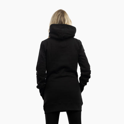 Damen Premium Longline Hoodie, Grimfrost, Schwarz