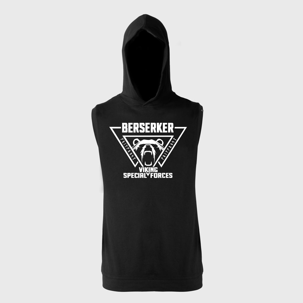 Premium Ärmelloser Hoodie, Berserker, Schwarz