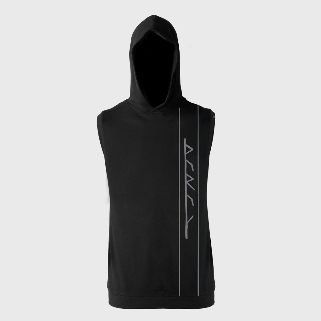 Premium Ärmelloser Hoodie, Thor Viki, Schwarz