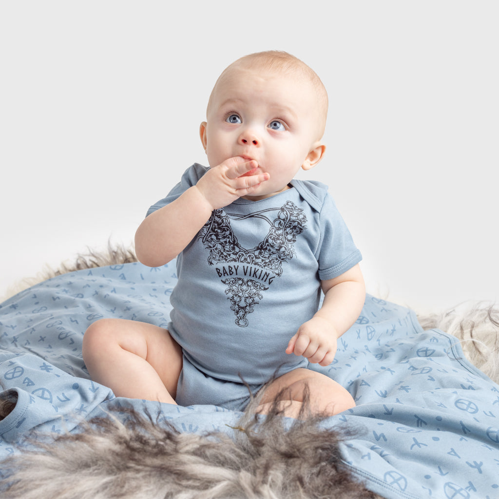 Baby Bodysuit, Viking Boy, Blau