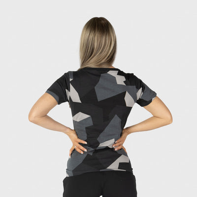 Damen Premium Tee, Shieldmaiden, M90 Grau Camo