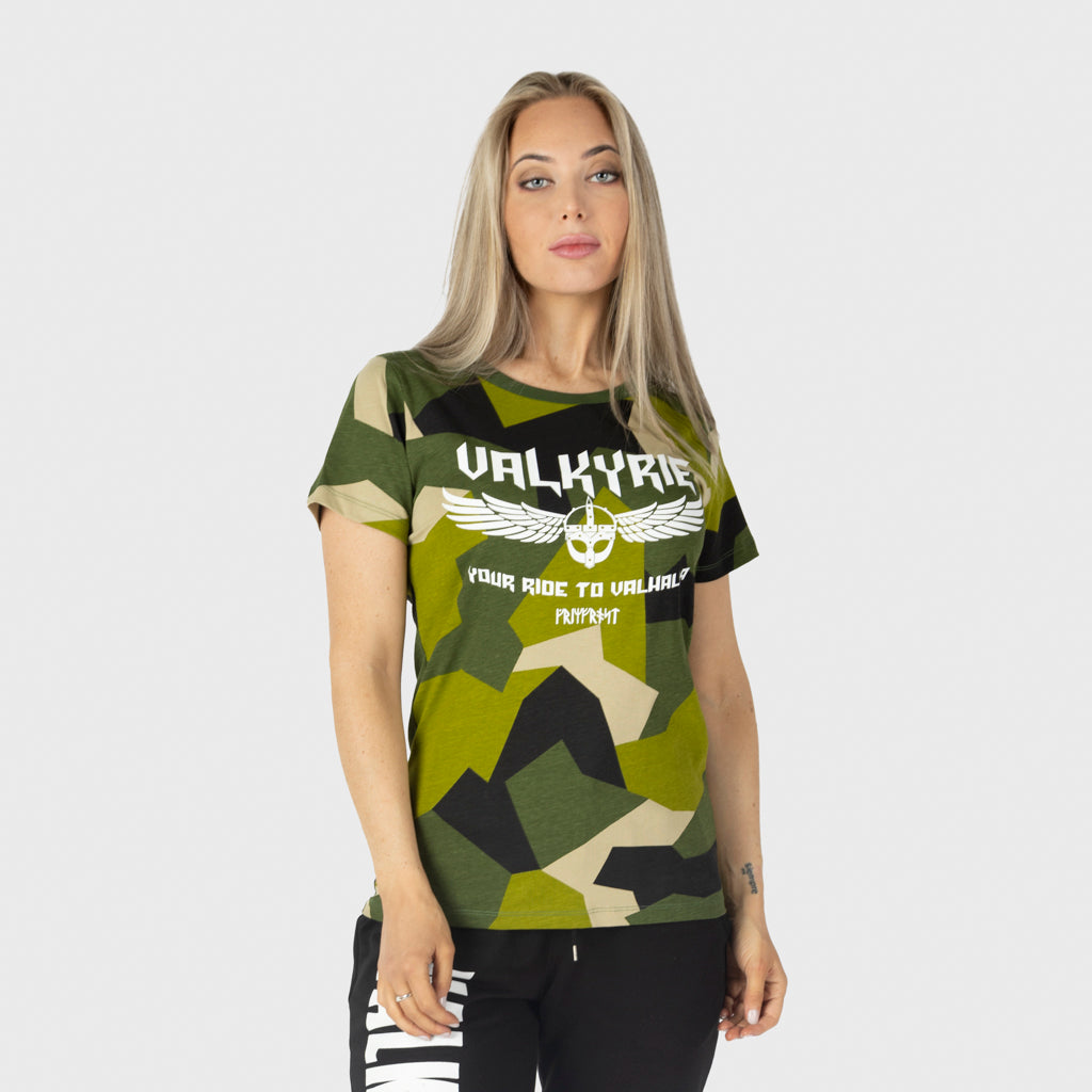 Damen Premium Tee, Valkyrie, M90 Grün Camo