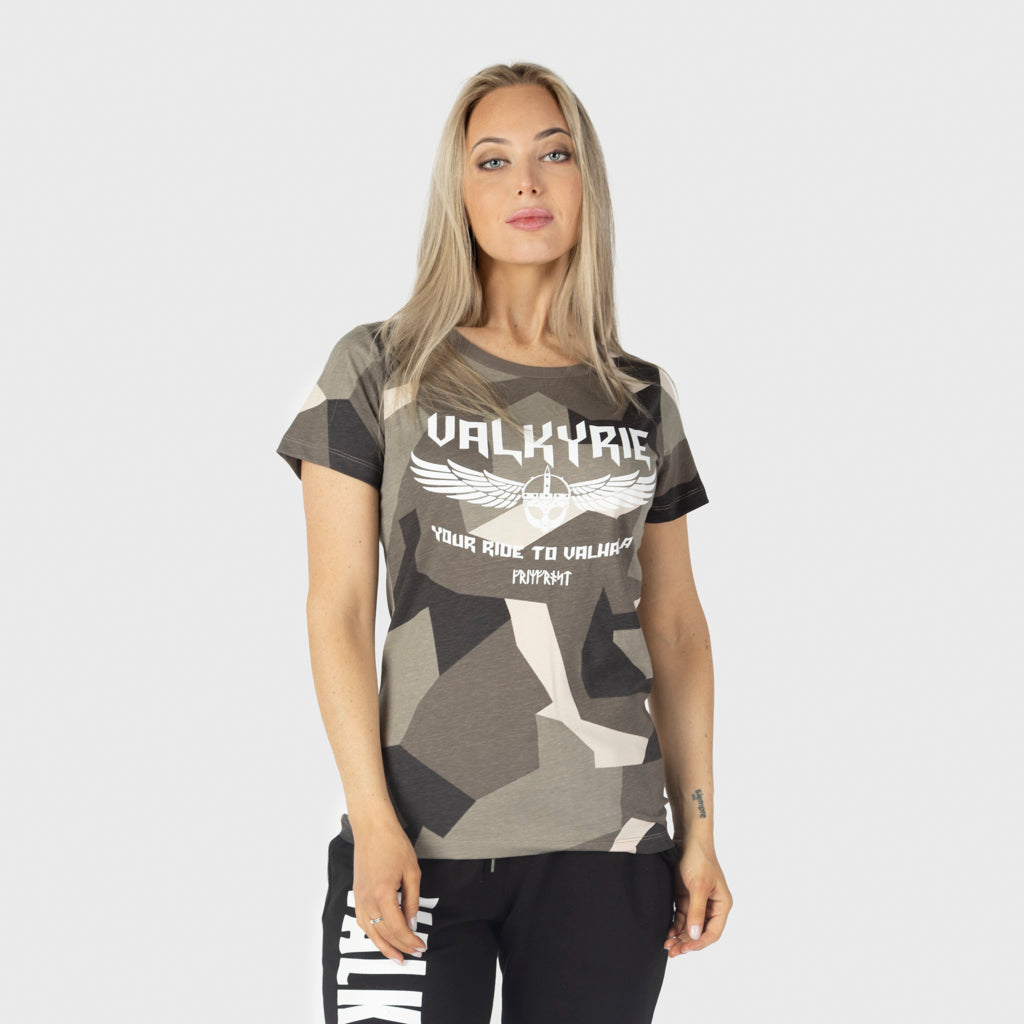 Damen Premium Tee, Valkyrie, M90 Braun Camo