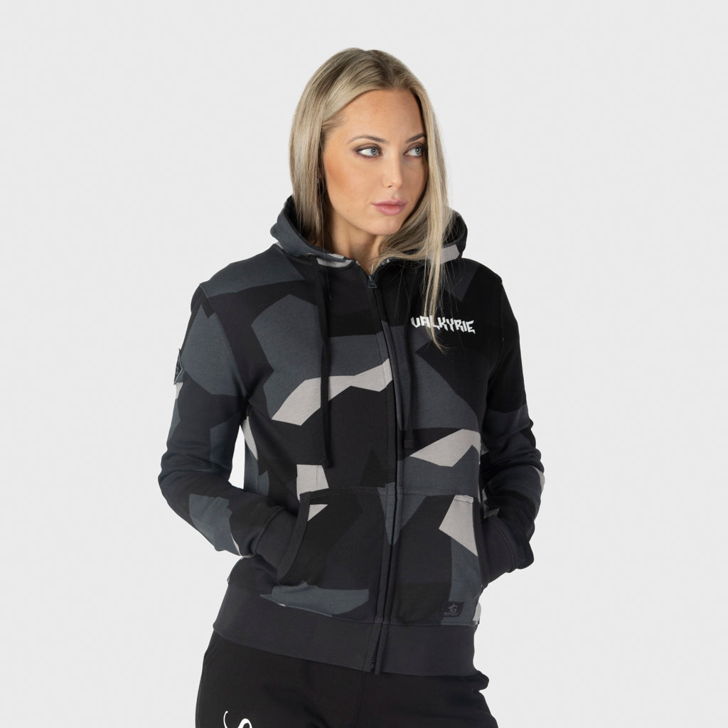 Damen Premium Zoodie, Valkyrie, M90 Grau Camo