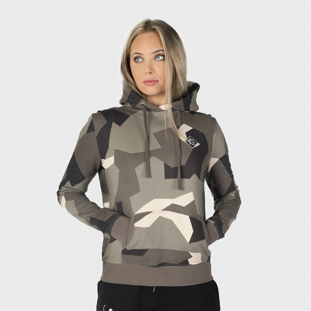 Damen Premium Hoodie, Grimfrost, M90 Braun Camo