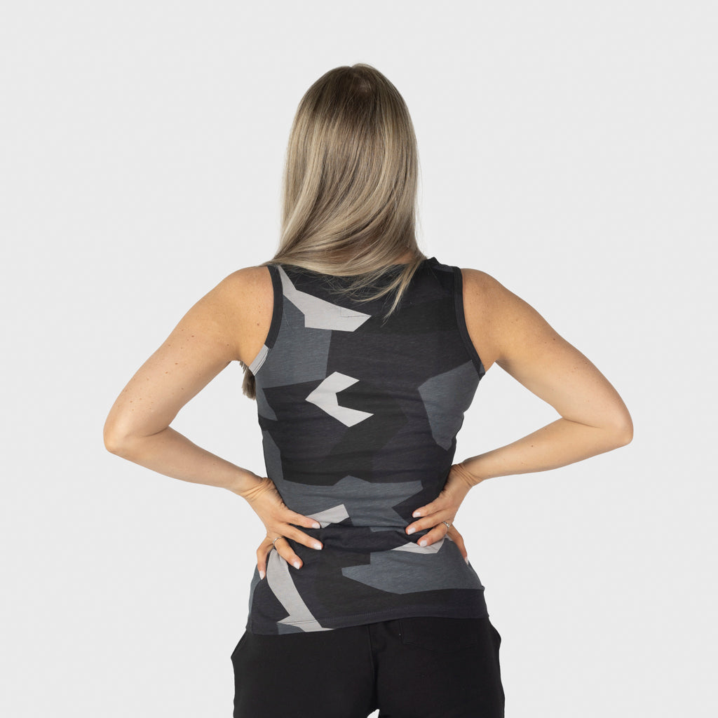 Damen Premium Tank, Shieldmaiden, M90 Grau Camo