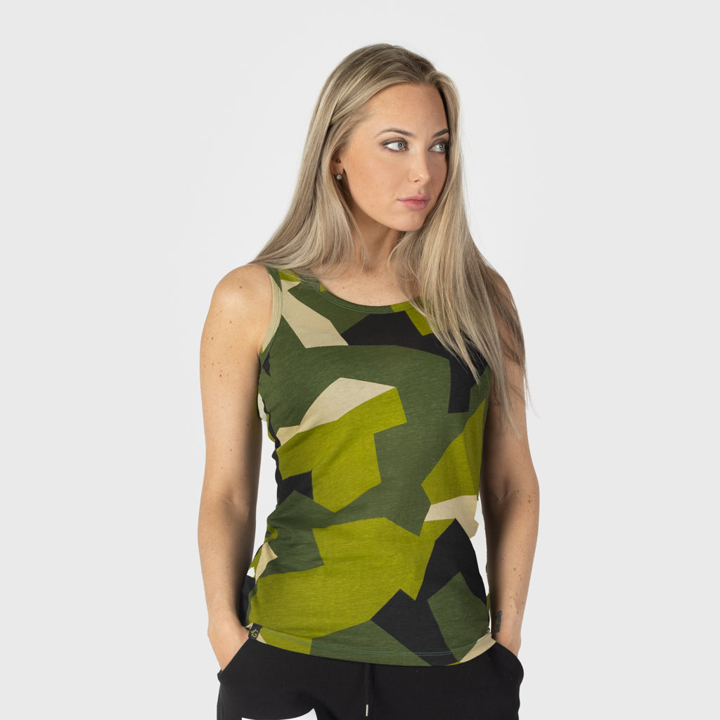 Damen Premium Tank, Grimfrost, M90 Grün Camo