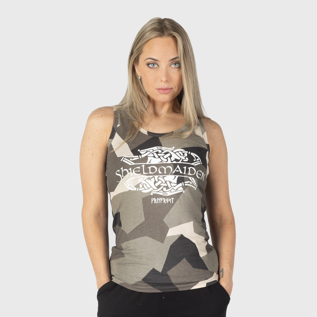 Damen Premium Tank, Shieldmaiden, M90 Braun Camo