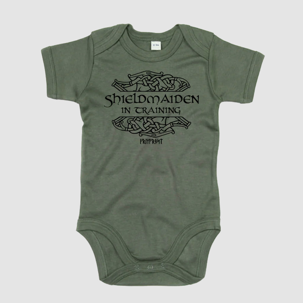 Baby Bodysuit Bio, Shieldmaiden, Camo Green