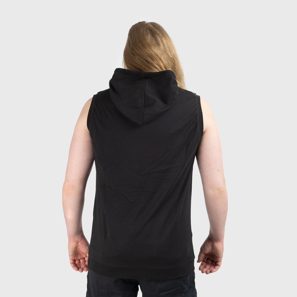 Premium Ärmelloser Hoodie, Heathen, Schwarz