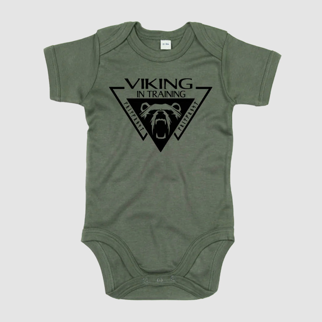 Baby Bodysuit Bio, Viking, Camo Green